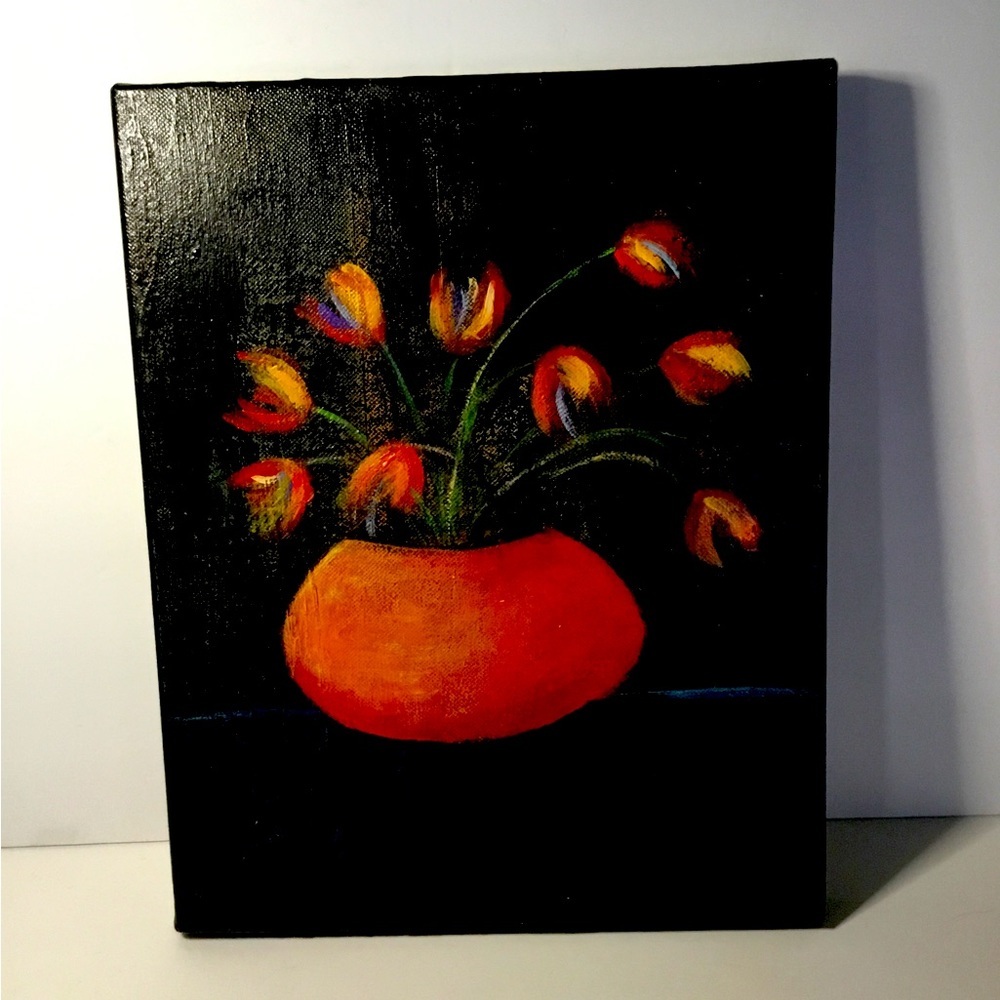 11”x 14” Acrylic Painting By Memphis Artist Joy Phillips Routt “ TULIPS “